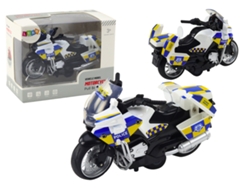 Motocicleta de policía con sonido y luces de fricción activas a batería.