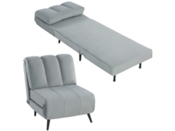 Sillón Cama Individual 3 En 1 Sofá Cama Plegable Con Respaldo Ajustable Y Cojín Grueso Para Salón 72x88x87 Cm Gris