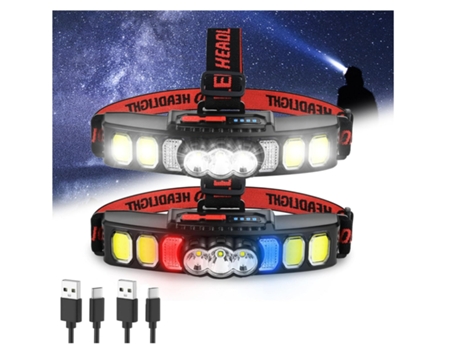 Linterna Frontal 2 Piezas 18000 Led Linterna Frontal de Alto Lumen para Pesca al Aire Libre Senderismo Camping Correr Negro BISBISOUS VIGA EUROPE