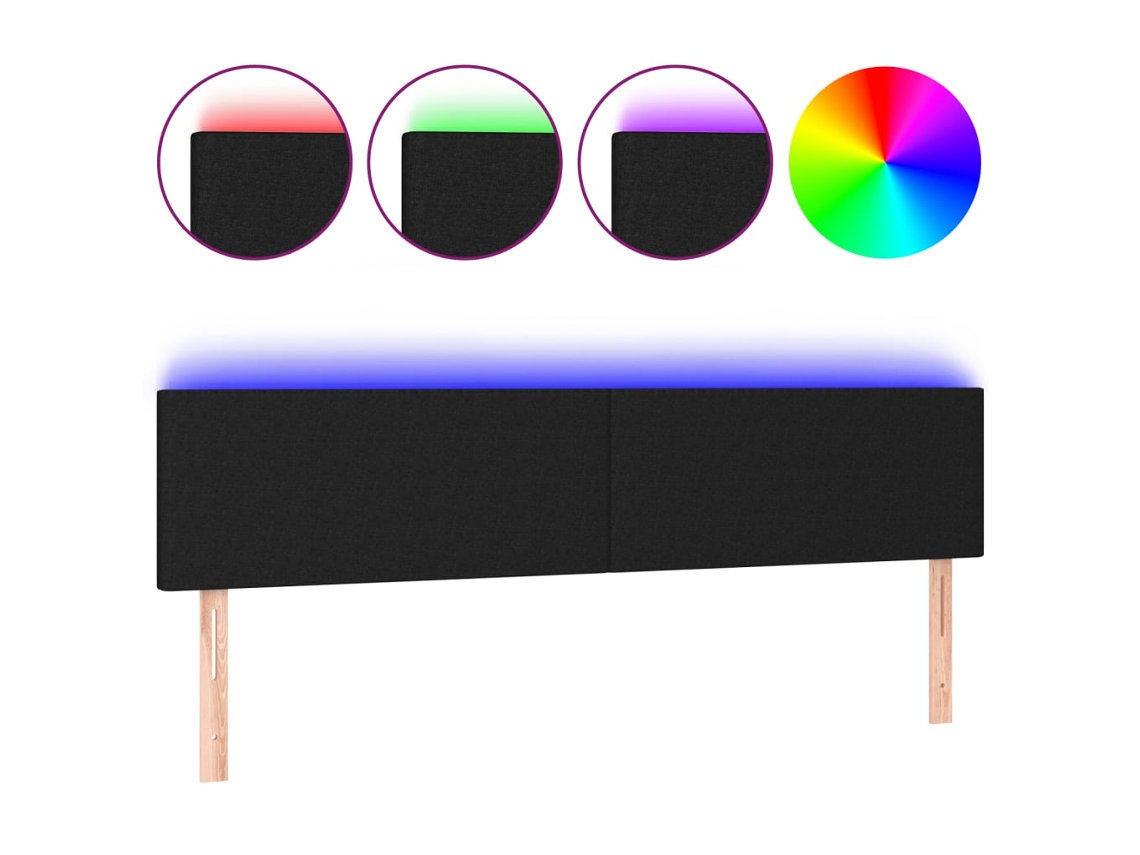 Cabecero con luces LED, tela negra, MAISON EXCLUSIVE (180x5x78 cm)