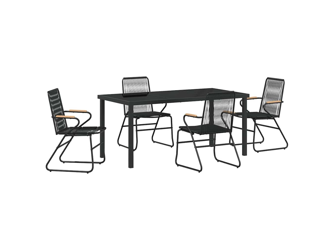 Conjunto De Comedor De Jardín 5 Uds | Mueble De Jardín Negro