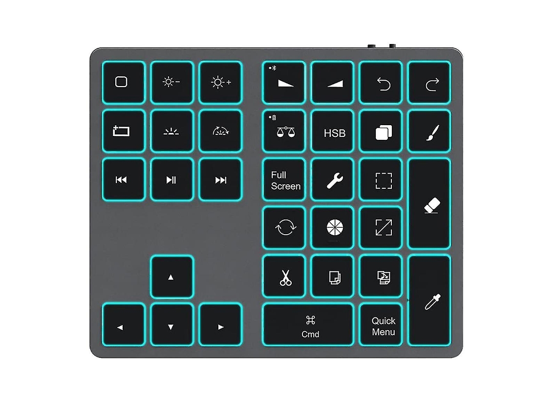 Teclado Bluetooth retroiluminado para Procreate, teclado numérico recargable, atajos de dibujo para tabletas gráficas Everley891(a)