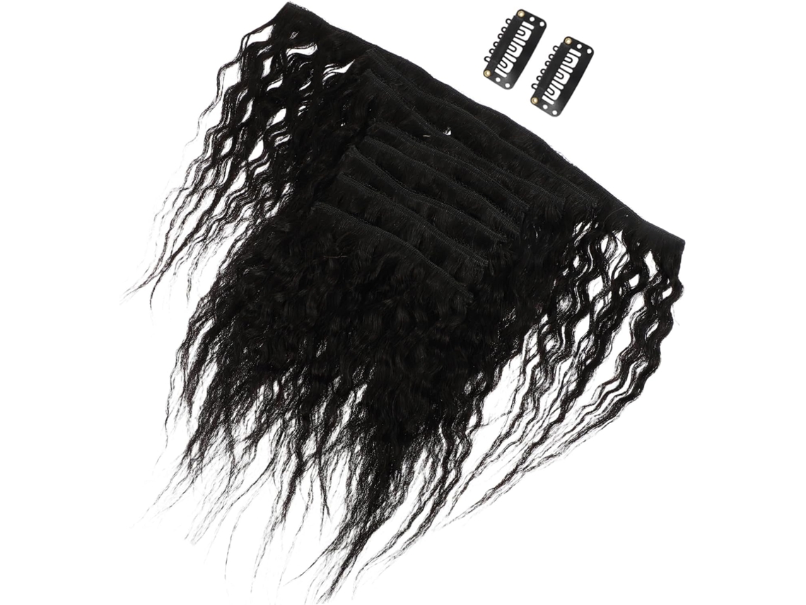 8 Pièces Pince A Cheveux Perruque Clip De Trame Double Bouclé Humaine Bouclée E Ondulé Boucles