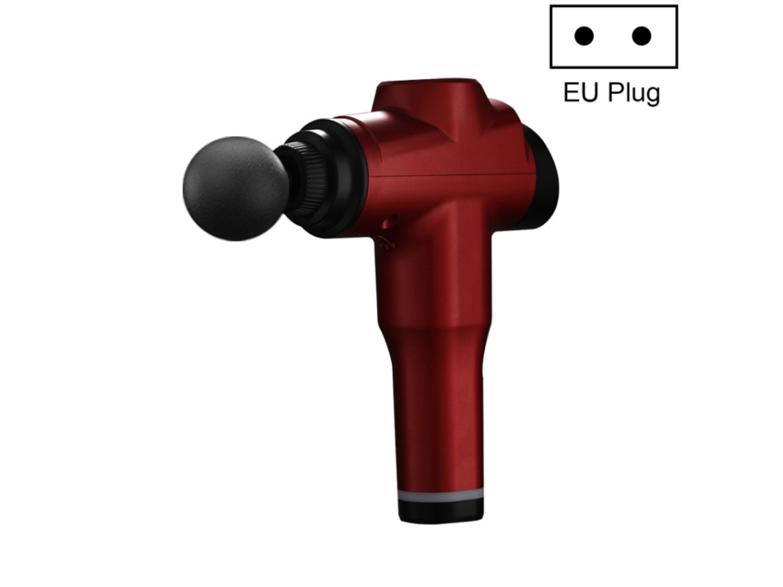 Masajeador muscular portátil/pistola de masaje para relajación de la fascia, 6 velocidades (estándar europeo) (rojo)