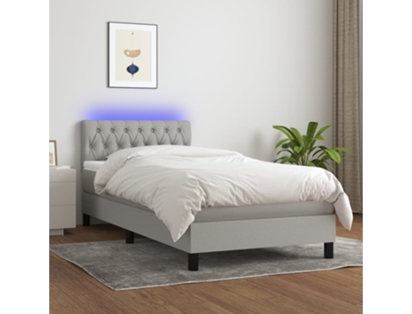 Cama con somier VIDAXL (Gris - Tela - 203 x 90 x 88 cm)