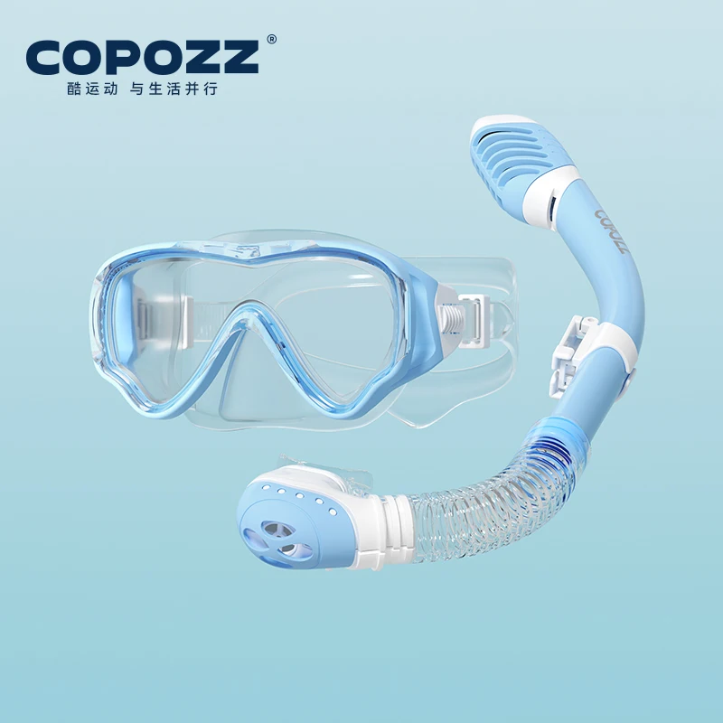 (azul Claro) Máscara De Buceo Infantil, Integral, De Alta Definición, Antivaho, Para Natación Y Snorkel.