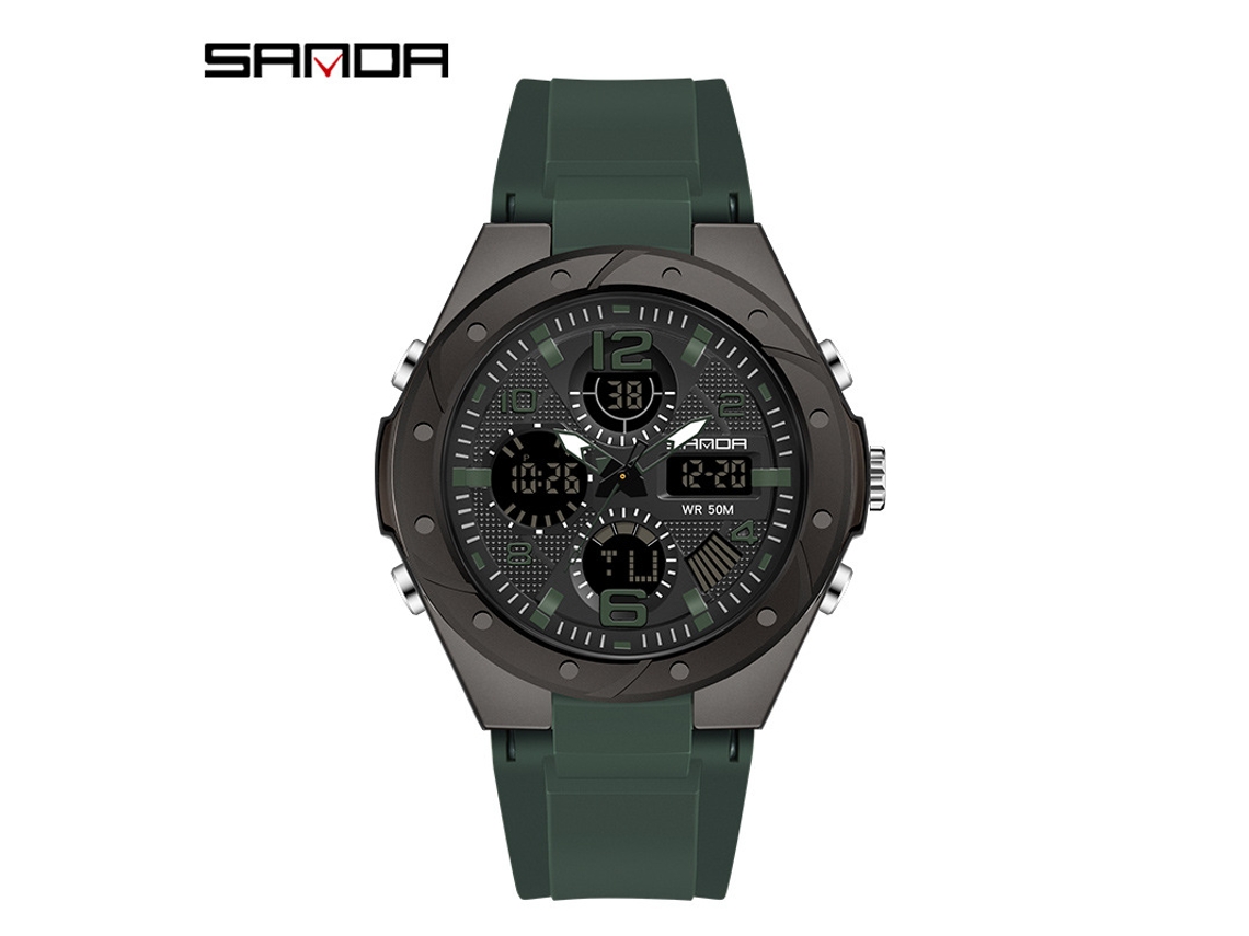 Reloj Electrónico Deportivo Multifuncional Luminoso Para Mujer (negro Y Verde), Resistente Al Agua, Estilo Harajuku.