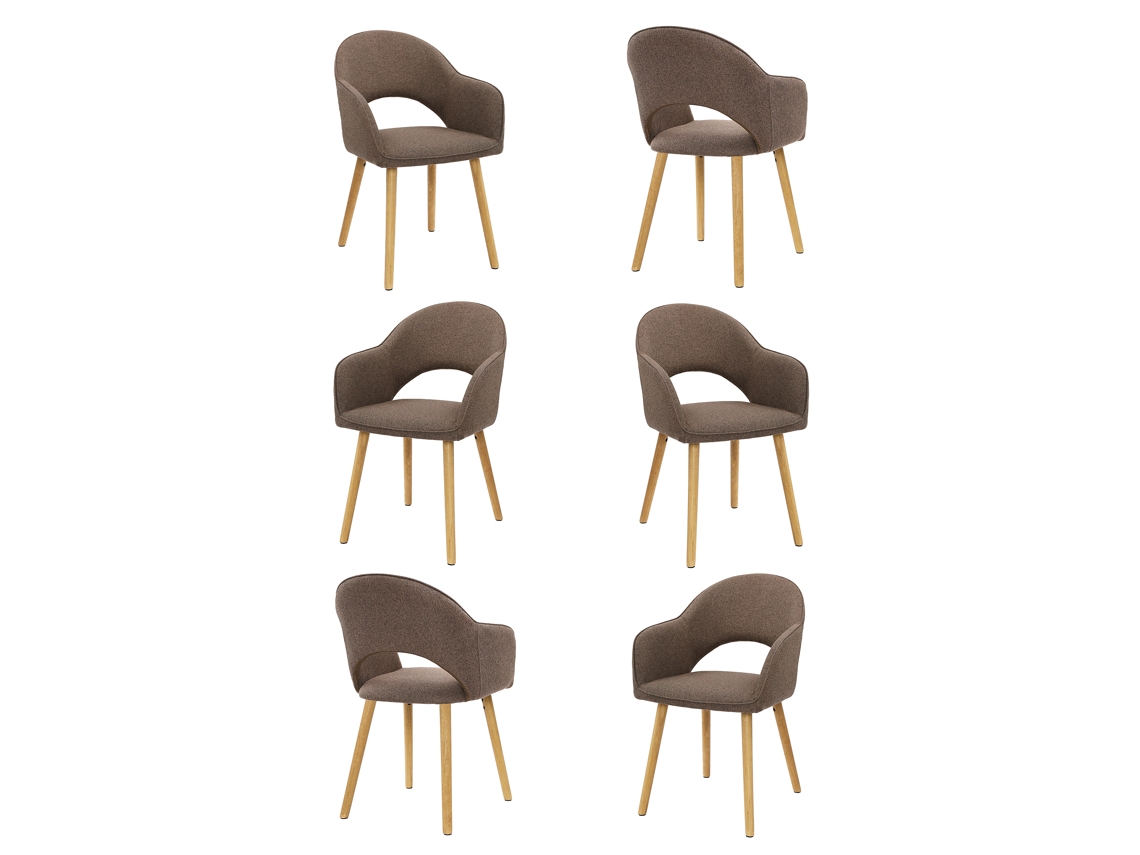 Sillas De Comedor Goeurvant 1316(pack De 6, Marrón Moca, Tela)