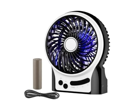 Ventilador de Batería Ventilador Recargable Portátil de Mano Mini Ventilador USB Batería 3 Velocidades Luz Interna y Lateral BISBISOUS