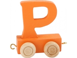 Vagón de tren de madera Small Foot con la letra P en naranja - Accesorio para tren de juguete