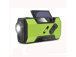 Radio de emergencia multifuncional BESTVITE con manivela y carga solar (verde)