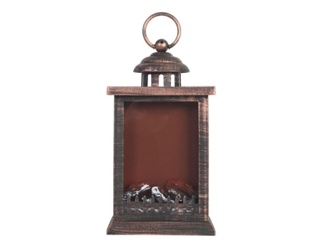 Chimenea eléctrica decorativa con efecto llama y aspecto retro Dorada 15.5X12.5X28CM