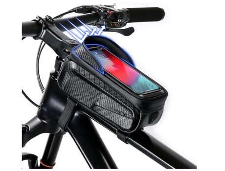 Bolsa para manillar de bicicleta con soporte para teléfono móvil, soporte impermeable para teléfono móvil con ventana de pantalla táctil, para CHRO...