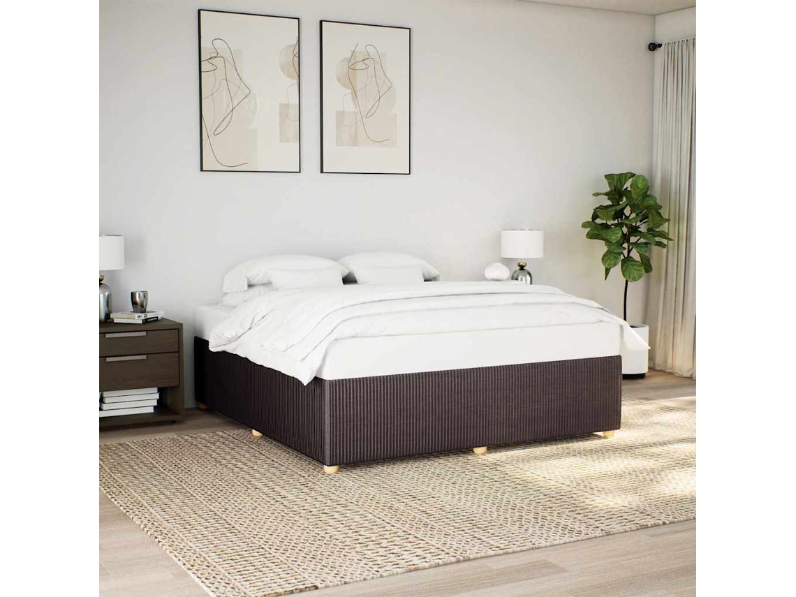 Cama Sin Colchón De Tela Marrón Oscuro 180x200 Cm