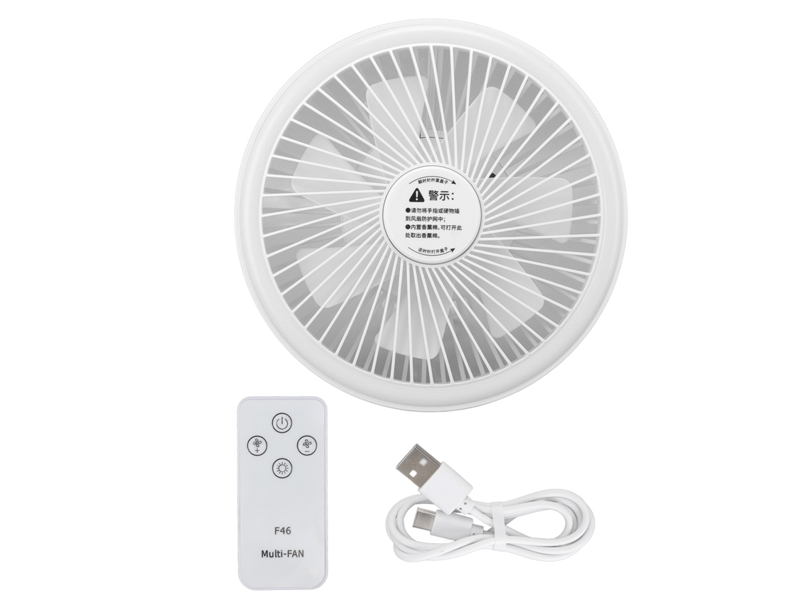 Ventilador portátil para camping con control remoto USB - Blanco