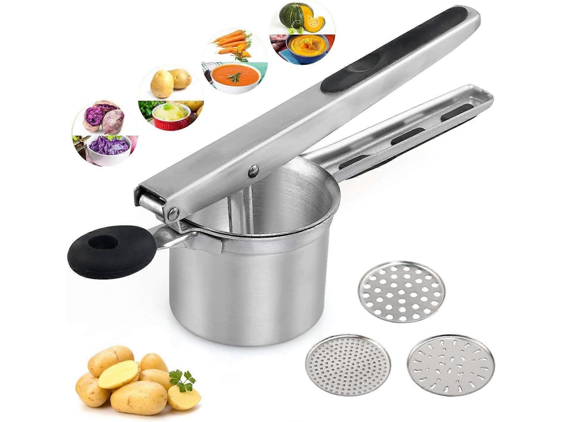 Puré De Papa Manual Profesional De Acero Inoxidable 304 Con 3 Discos Intercambiables Para Frutas, Verduras Y Comida Para Bebés