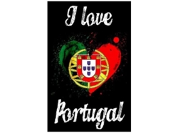 Toalla De Playa Microfibra Negra Con Corazón Y Bandera De Portugal