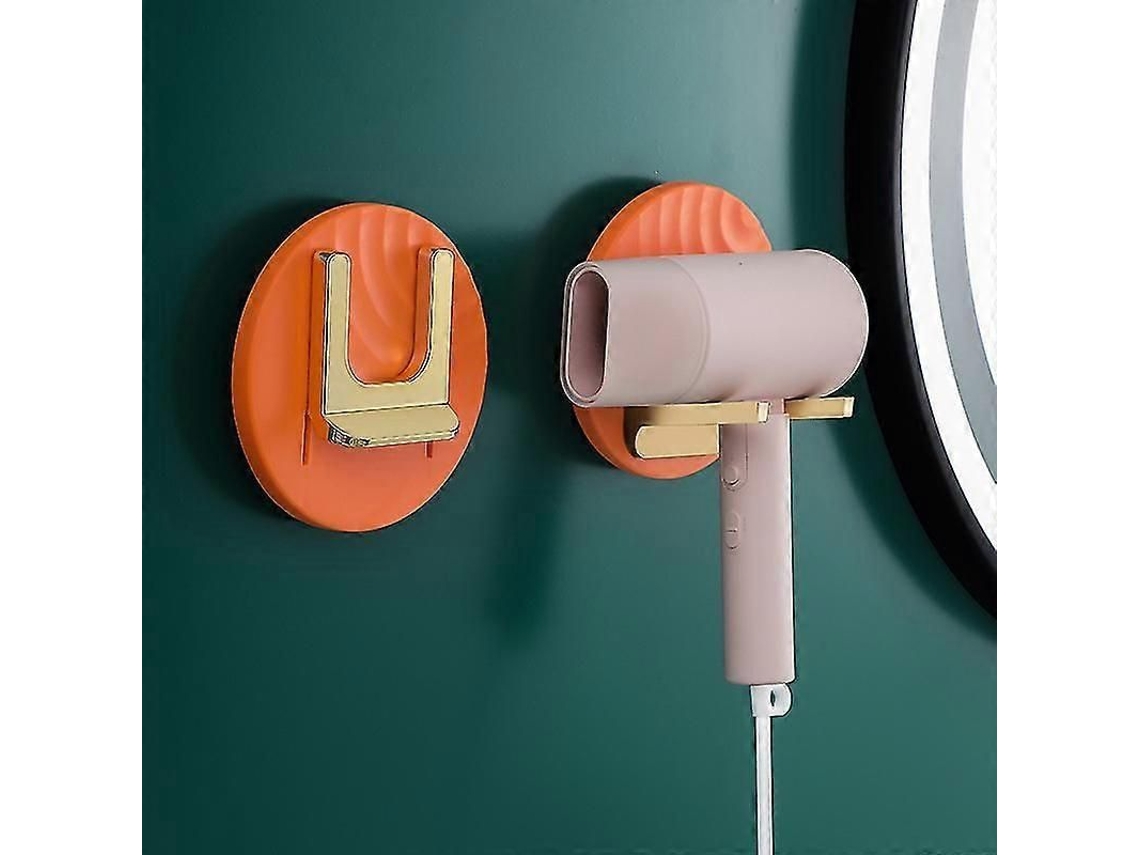 Soporte autoadhesivo naranja para secador de pelo, diámetro no plegable para uso en el baño, de GOKOCO.