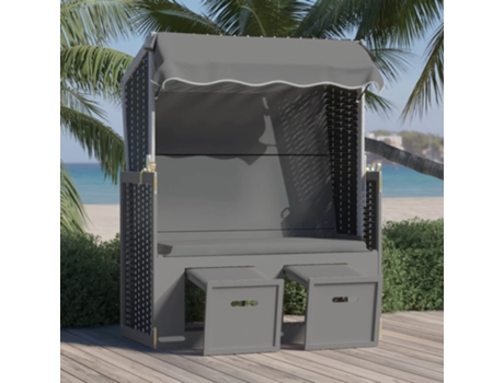 vidaXL Silla Strandkorb dosel ratán sintético madera antracita blanco
