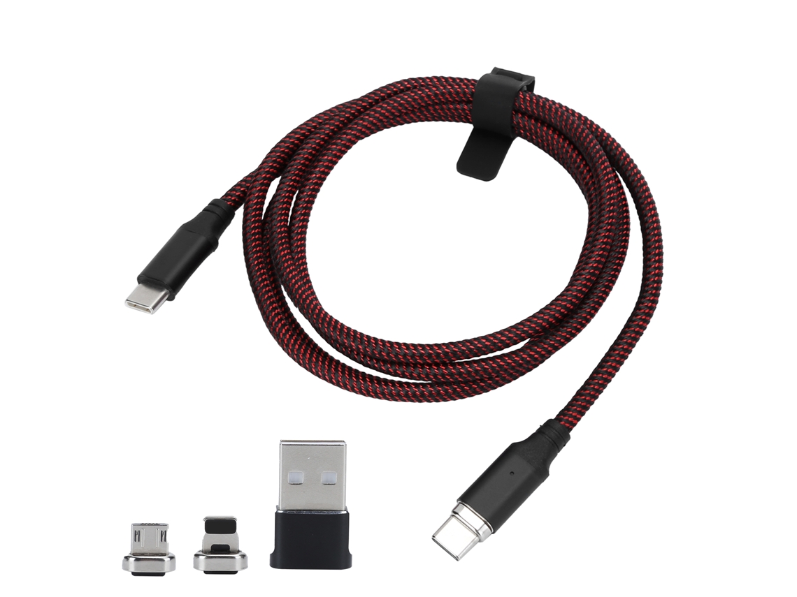 Cable De Datos Magnético 4 En 1 De 100 W Pd, Carga Rápida De 1,2 M Para Ios, Tipo C Y Micro Usb.