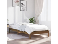 Estructura De Cama Madera Maciza Pino Marrón Miel 90x200 Cm