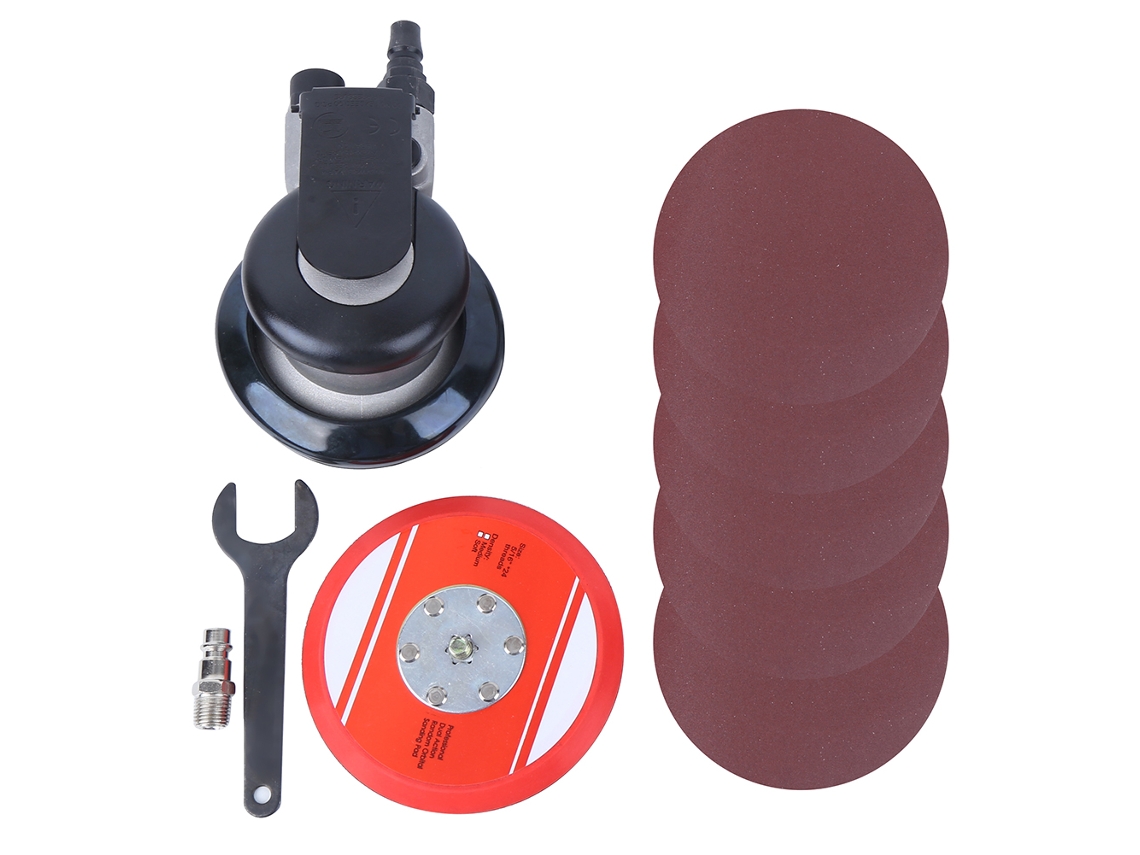 Lijadora Y Pulidora Neumática De 5 Pulgadas Con 5 Discos De Lijado Y Conector Americano.