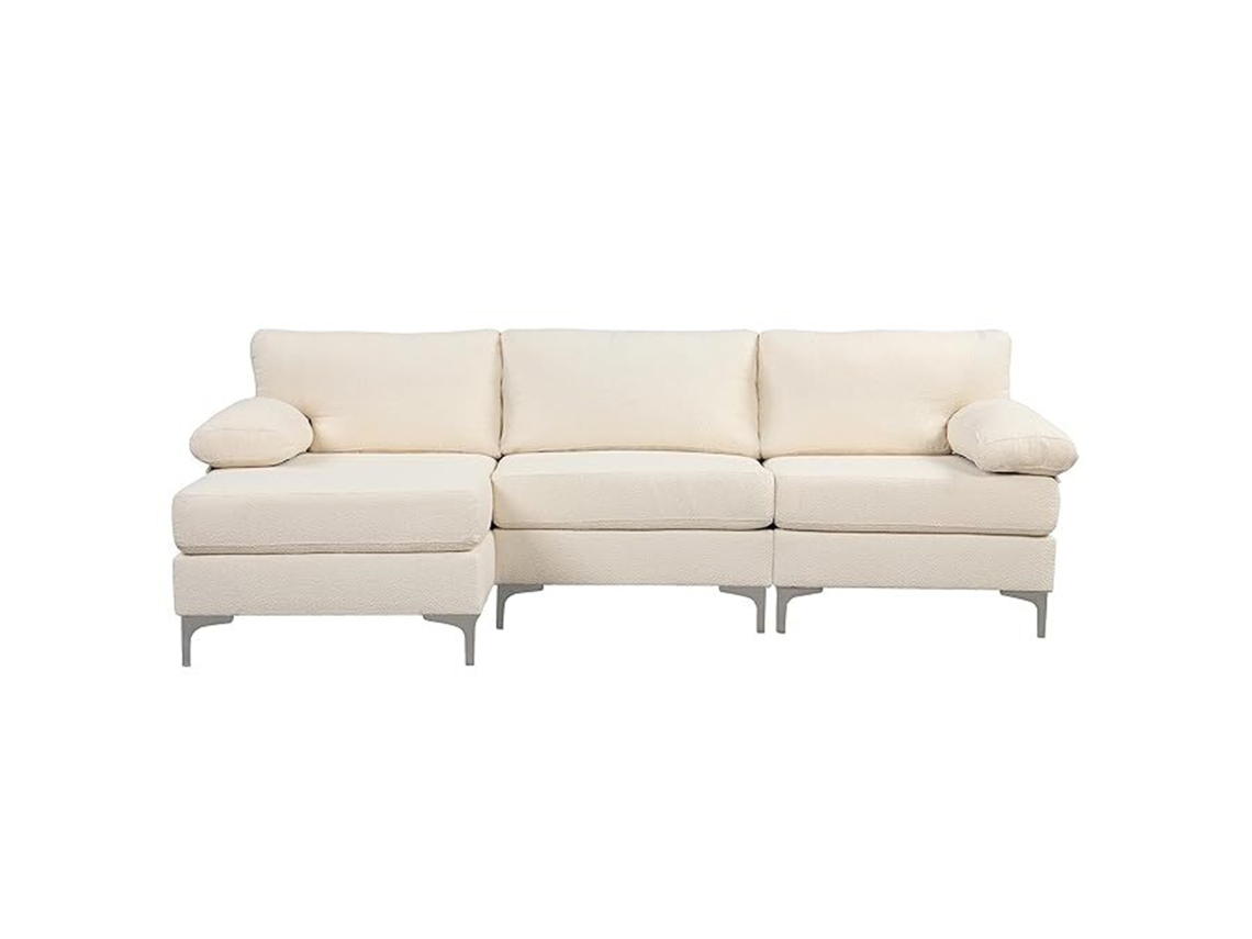 Sofá rinconera 4-5 plazas de terciopelo beige GALWAY CONCEPT U