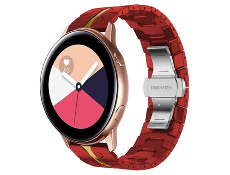 Correa de reloj inteligente para Samsung Galaxy Watch Active Armor Acero inoxidable Metal (Rojo + Dorado)