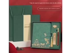 Set de regalo premium con libreta, marcapáginas y tarro MDUG (verde)