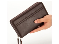 Cartera ancha de piel sintética para hombres de negocios con tapa Cremallera y tarjetero