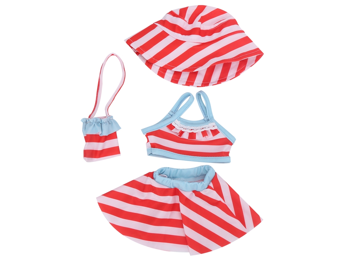 2026-ropa De Muñeca Bebé Trajes De Baño Tops Falda Gorro Bolso Messenger 18 Pulgadas