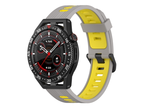 Correa de reloj inteligente para Garmin Forerunner 265 22 mm Correa de reloj de silicona vertical de dos colores (gris + amarillo)