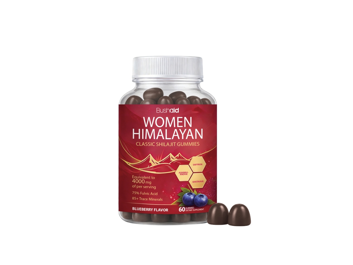 Gomitas Shilajit Bushaid para el equilibrio femenino suave
