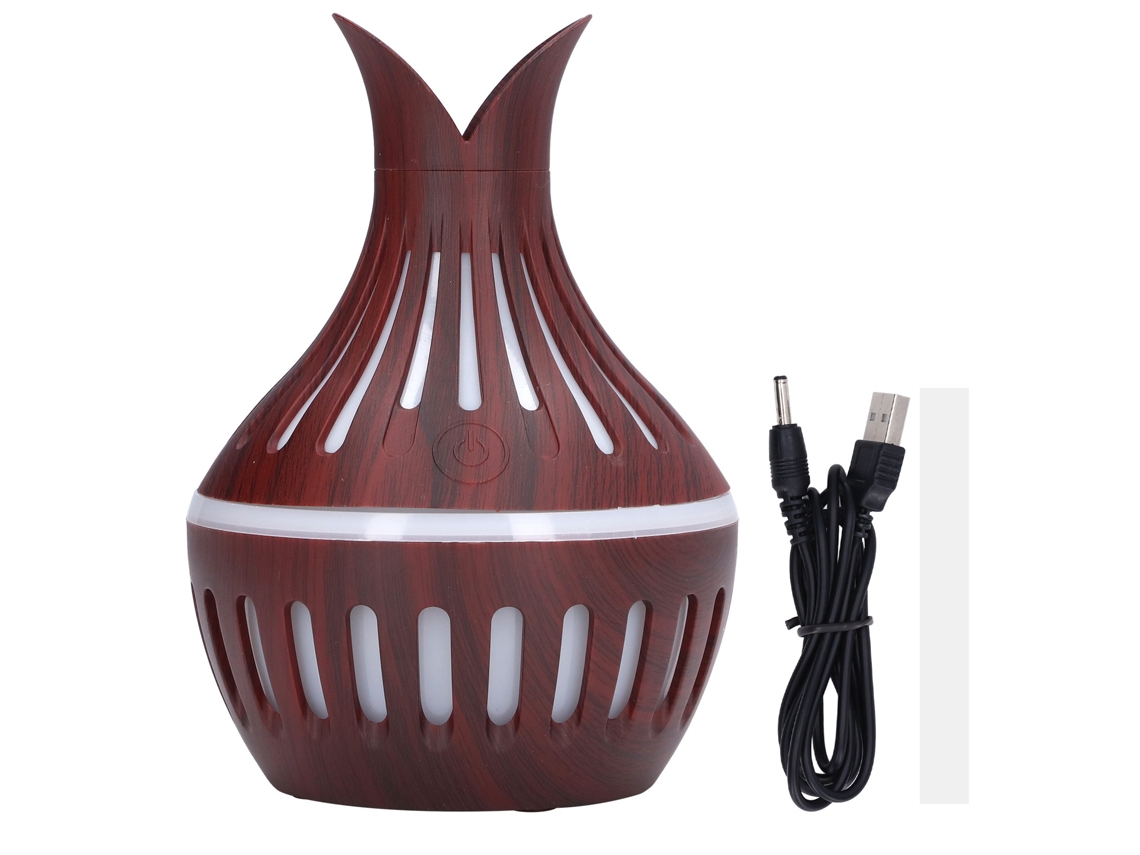 Humidificador De Aire Usb De 300 Ml Con Difusor De Aromaterapia, Luz Led, Diseño Con Vetas De Madera, 5 V 1 A