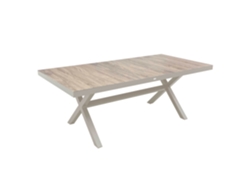 Mesa de Jardín OVIALA en Aluminio y Cerámica Efecto Madera para 8 Personas 201x100 cm