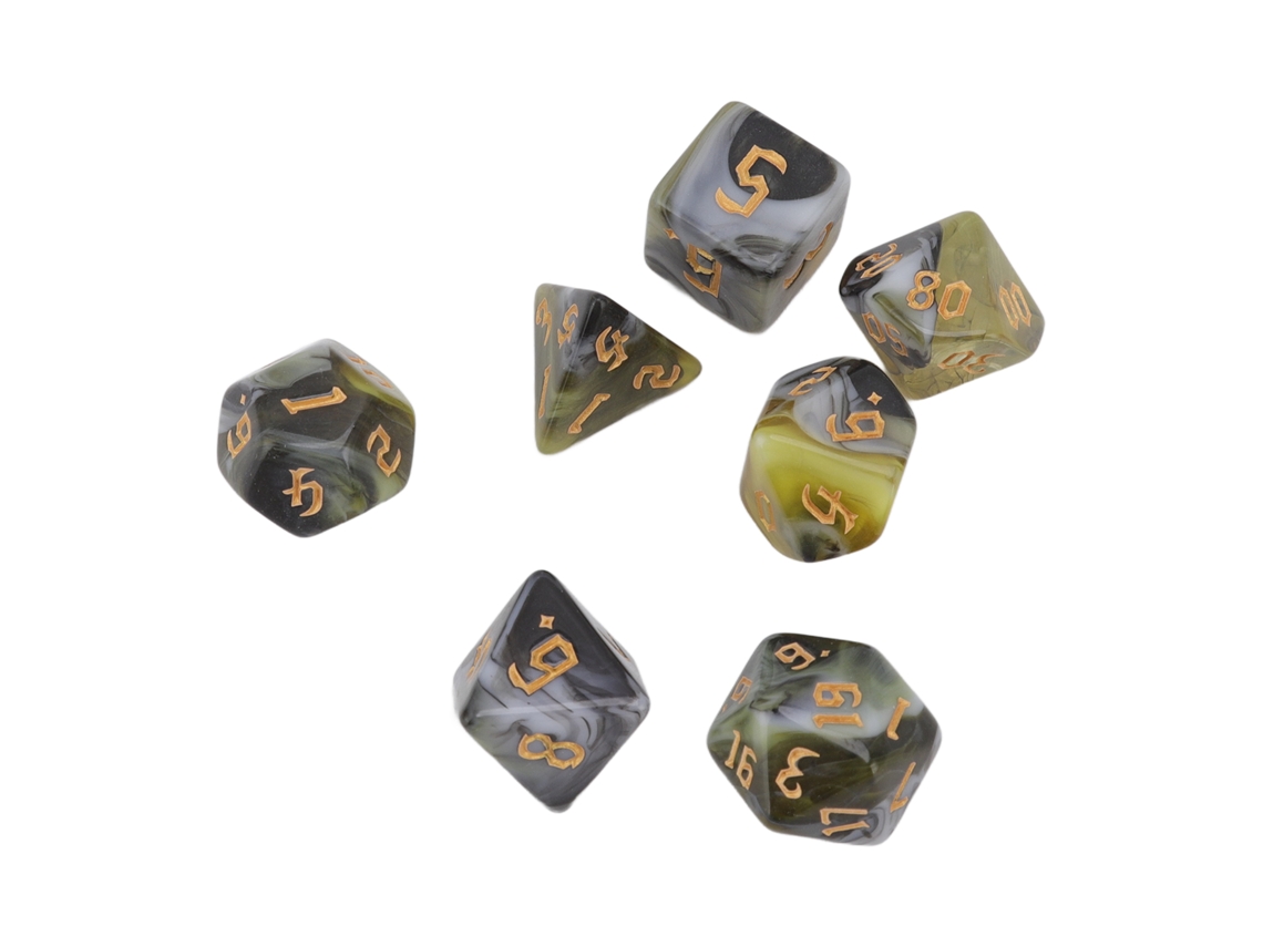 Mali set de 7 Dados Poliédricos de Acrílico para Jogos de Mesa, Resistente Ao Desgaste e À Prova D'água