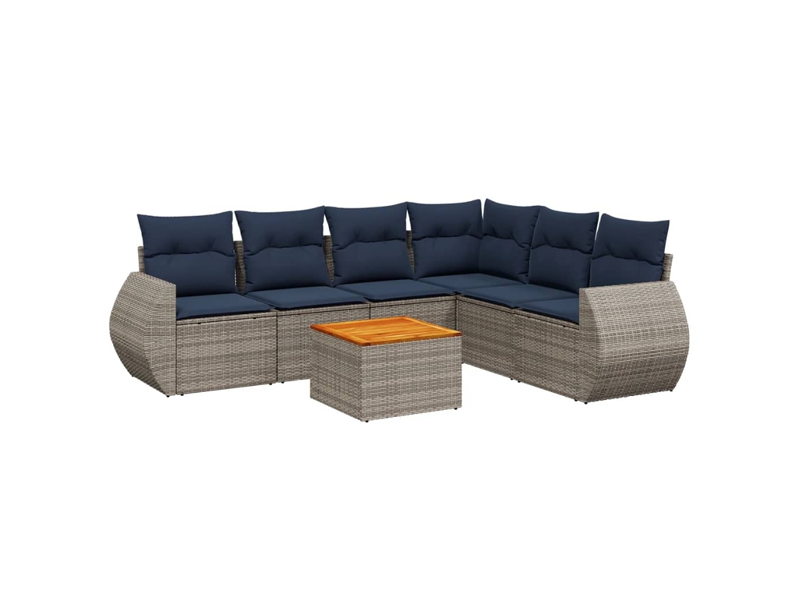 Maison Exclusive - Conjunto De Sofá De Jardín De 7 Piezas Con Cojines, Poliratán Gris