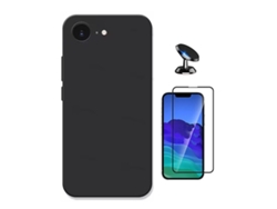 Kit Vidro Temperado Capa Silicone Líquido Suporte Magnético Phonecare Para Apple Iphone 17e - Preto