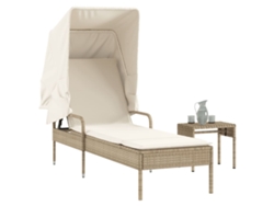 Tumbonasilla Con Capota Y Mesa Ratán Sintético Beige Wsd53893