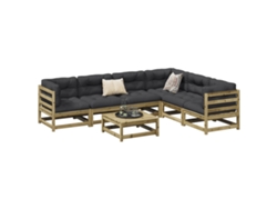 Conjunto de sofás de jardín de madera de pino impregnada Dkd Home Decor