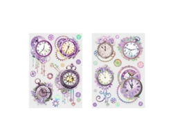 2 pegatinas DIY de reloj y flores para agenda diaria con buena adherencia - Morado