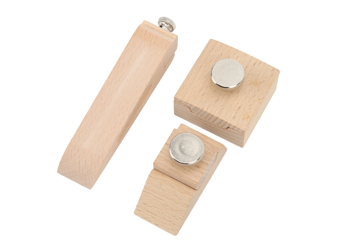 3 Bloques De Lijado De Madera Para Trabajos En Cuero, Aptos Para Bordes Y Pulido, Con Respaldo De Acero Inoxidable.