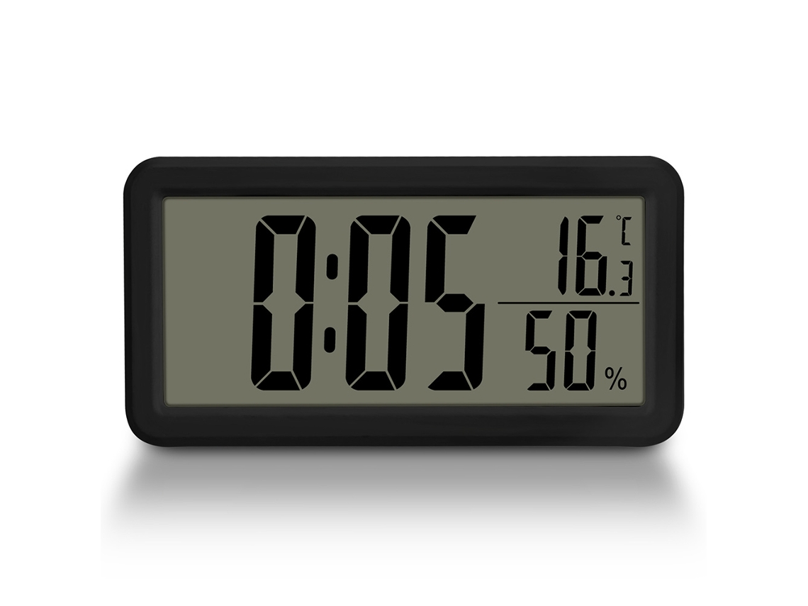 Reloj de pared LED 15 cm, temperatura y humedad, soporte plegable y montaje en pared Kofihety