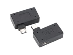 Adaptador (Micro USB a USB OTG de 90° con fuente de alimentación)