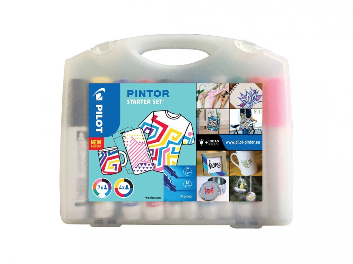PILOT Pintor Starter Set Marcador 11 Piezas Punta Redonda Negro Azul Verde Azul Claro Naranja Rosa Rojo Violeta Blanco Amarillo
