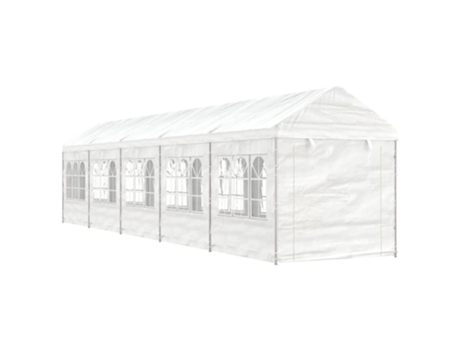Cenador con techo polietileno blanco 11.15x2.28x2.69 m VIDAXL