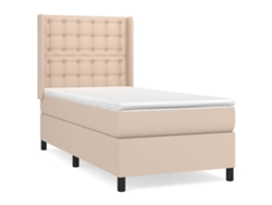 Maison Exclusive - Cama Box Spring Con Colchón Cuero Sintético Capuchino 80x200 Cm