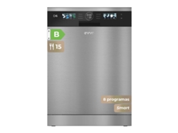 Lavavajillas Evvo D6x de acero inoxidable, 60 cm, 15 servicios, clase B, apertura automática, luz UV, acero inoxidable