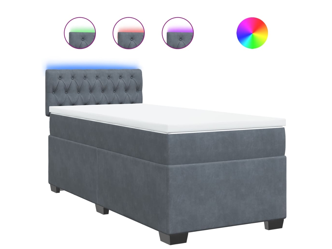 Maison Exclusive - Cama Box Spring Con Colchón Terciopelo Gris Oscuro 90x200 Cm