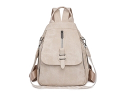 Mochila De Piel Pu De Gran Capacidad Para Mujer Con Correas De Hombro Ajustables Para Uso Diario Y De Viaje, Beige Digitallab
